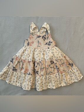 Catherine Malandrino  girls 24 monthsCream Floral Tiered  Sundress  100% Cotton